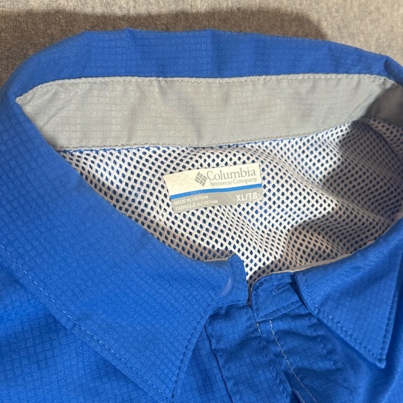 Columbia Shirt Men XL Adult Blue Button Down PFG Ripstop Fishing Omni Shade - Picture 4 of 10